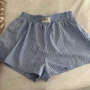 Blue and White Striped Shorts